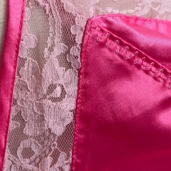 Betsey Johnson Fuchsia Satin Chemise with Lace - Picture 6 of 16